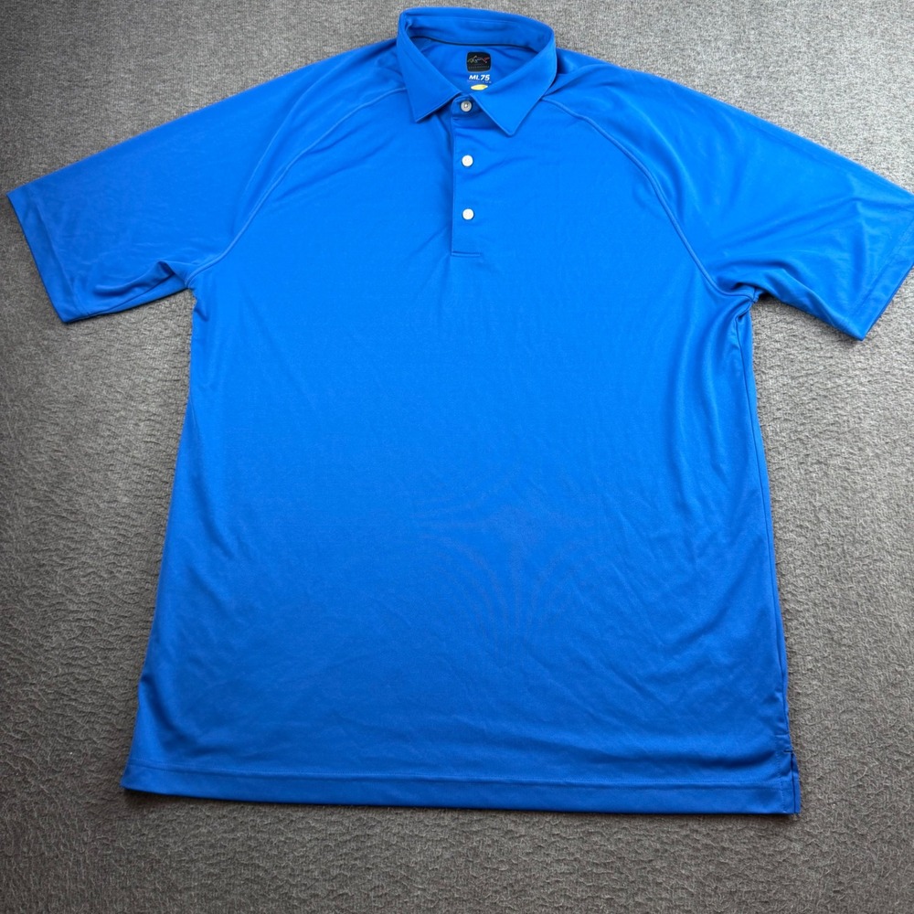 Greg Norman Polo Shirt Mens XL Blue ML75 MicroLux Play Dry Short Sleeve Golf Top
